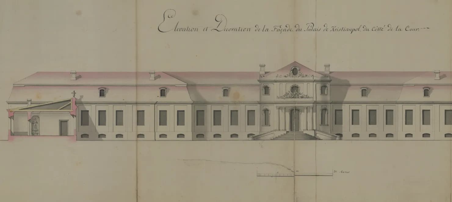 Кристинопільський палац. Проєкт П'єра Ріко де Тірреґая, 1757 рік