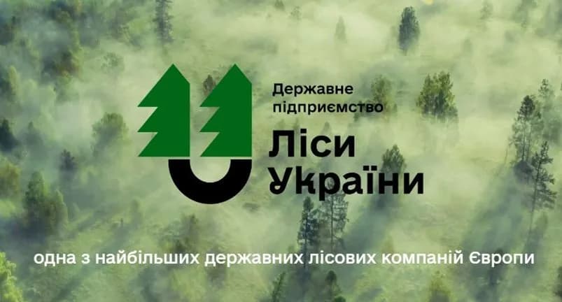 на картинці напис Державне підприємство Ліси України та зображено логотип у вигляді ялинки